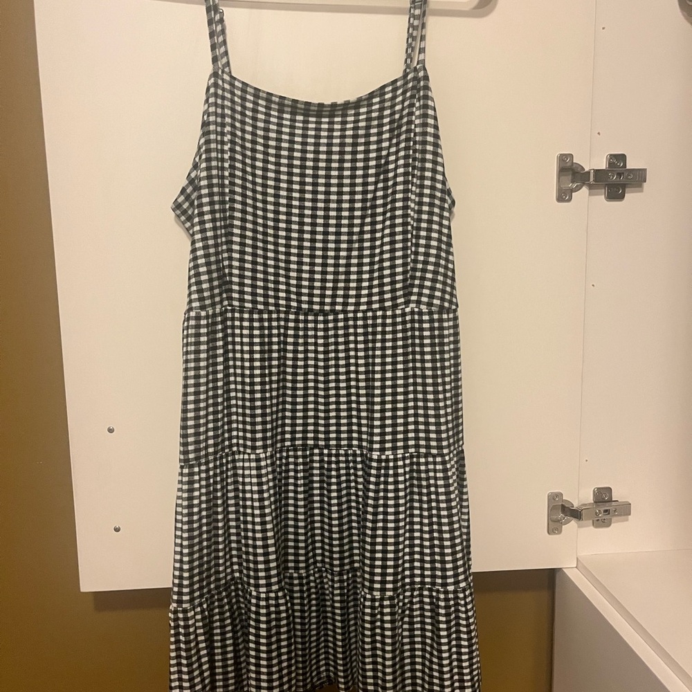 NWT LOFT Black and White Gingham Dress Size 12